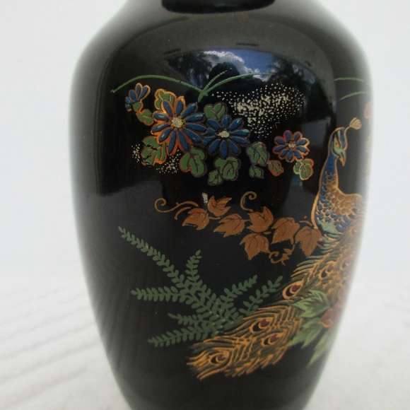 Vintage Accents Gold Hand Painted 5 In Vase Japanese Peacocks
